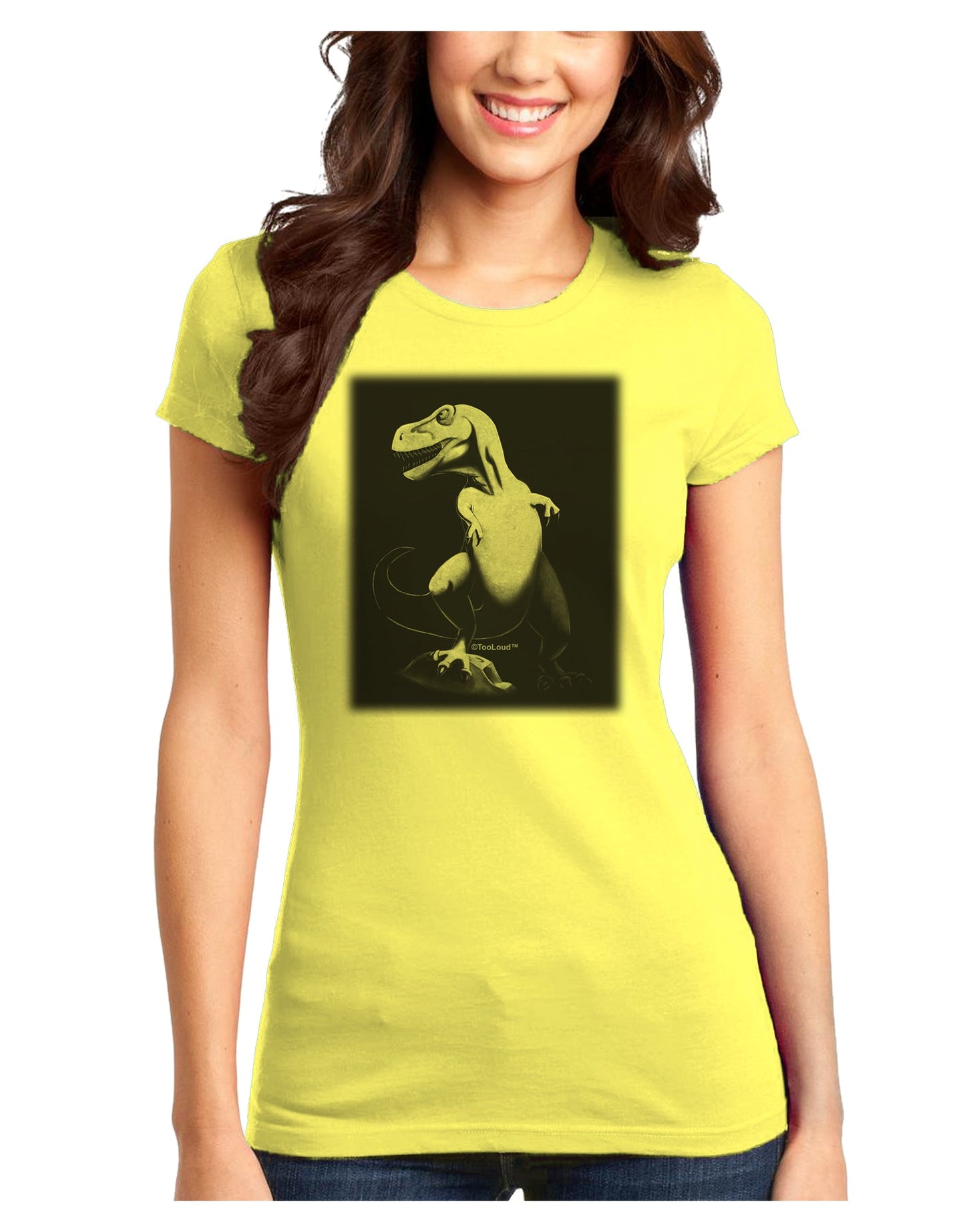 Tyrannosaurus Rex Design - Grayscale Juniors T-Shirt by TooLoud-Womens Juniors T-Shirt-TooLoud-Yellow-Juniors Fitted X-Small-Davson Sales
