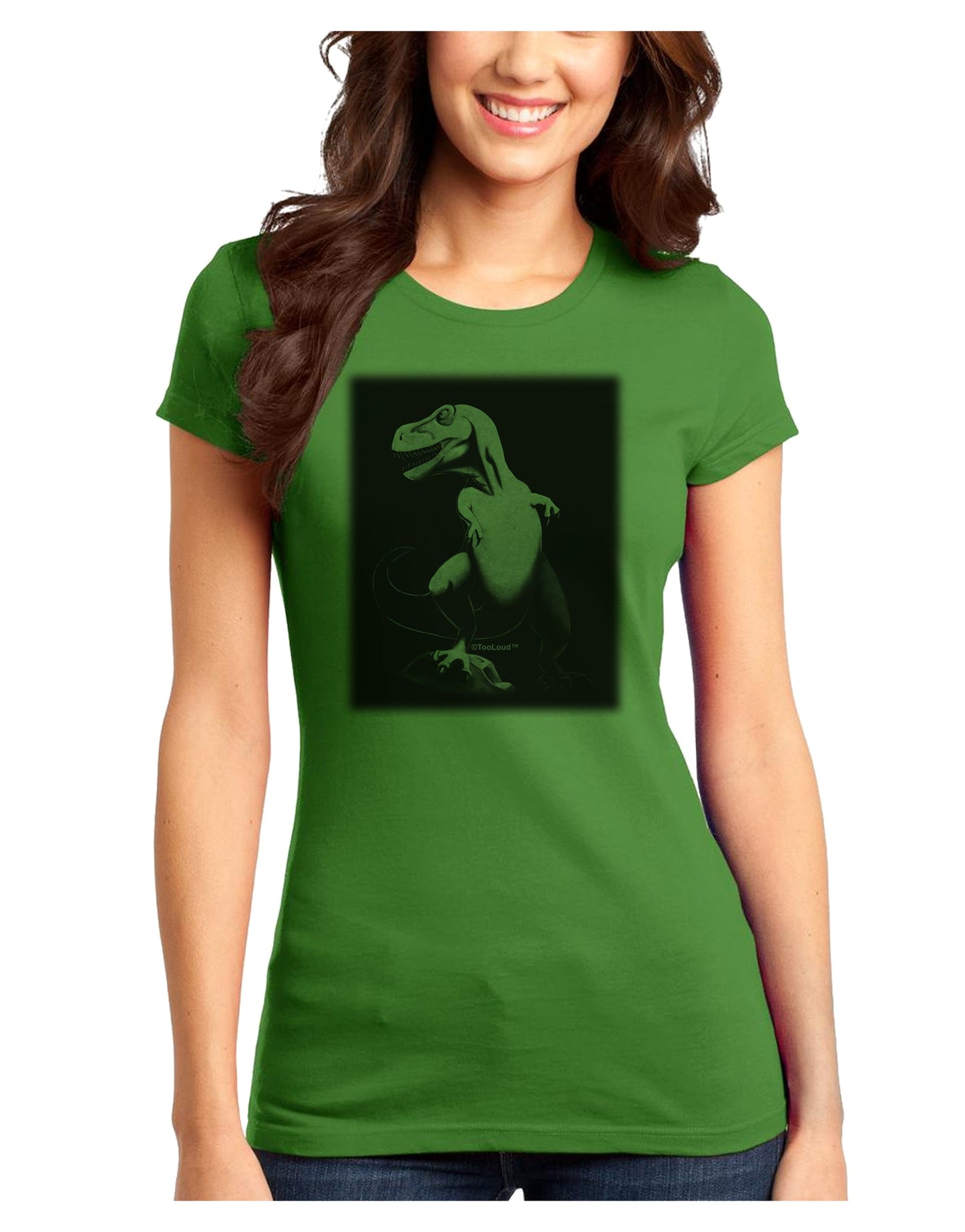 Tyrannosaurus Rex Design - Grayscale Juniors T-Shirt by TooLoud-Womens Juniors T-Shirt-TooLoud-Kiwi-Green-Juniors Fitted X-Small-Davson Sales