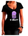 U Jelly Cute Jellyfish Juniors V-Neck Dark T-Shirt by TooLoud-Womens V-Neck T-Shirts-TooLoud-Black-Juniors Fitted Small-Davson Sales