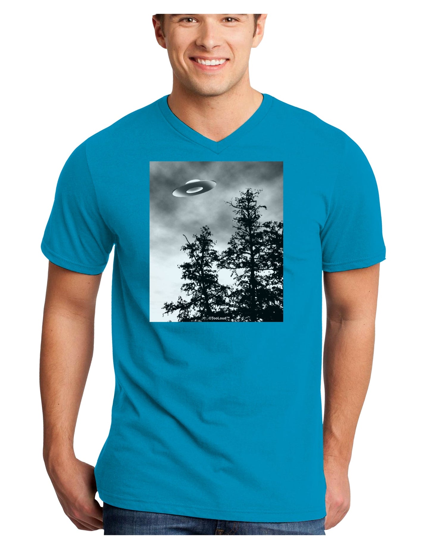 UFO Sighting - Extraterrestrial Adult Dark V-Neck T-Shirt by TooLoud-Mens V-Neck T-Shirt-TooLoud-Turquoise-Small-Davson Sales