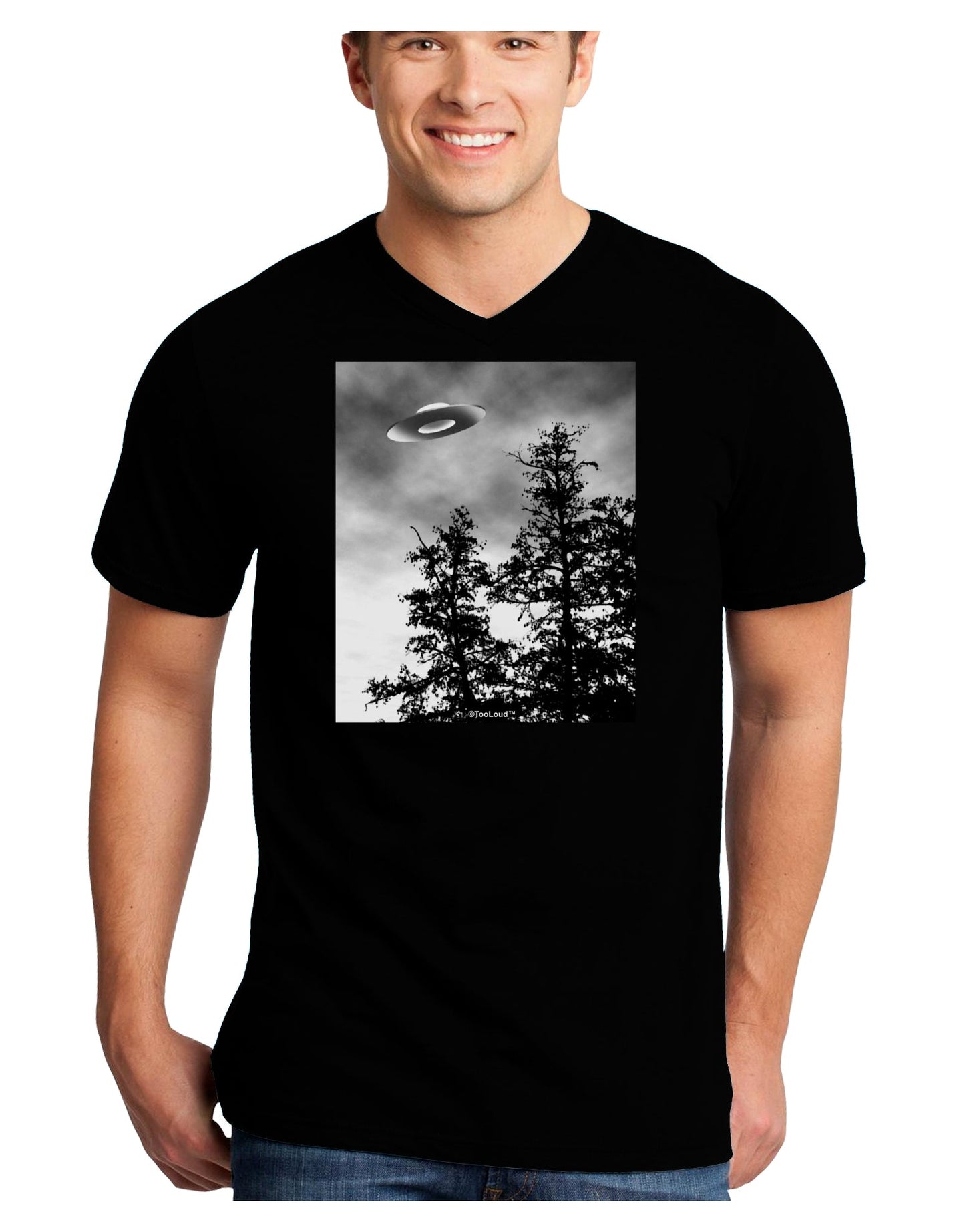 UFO Sighting - Extraterrestrial Adult Dark V-Neck T-Shirt by TooLoud-Mens V-Neck T-Shirt-TooLoud-Black-Small-Davson Sales
