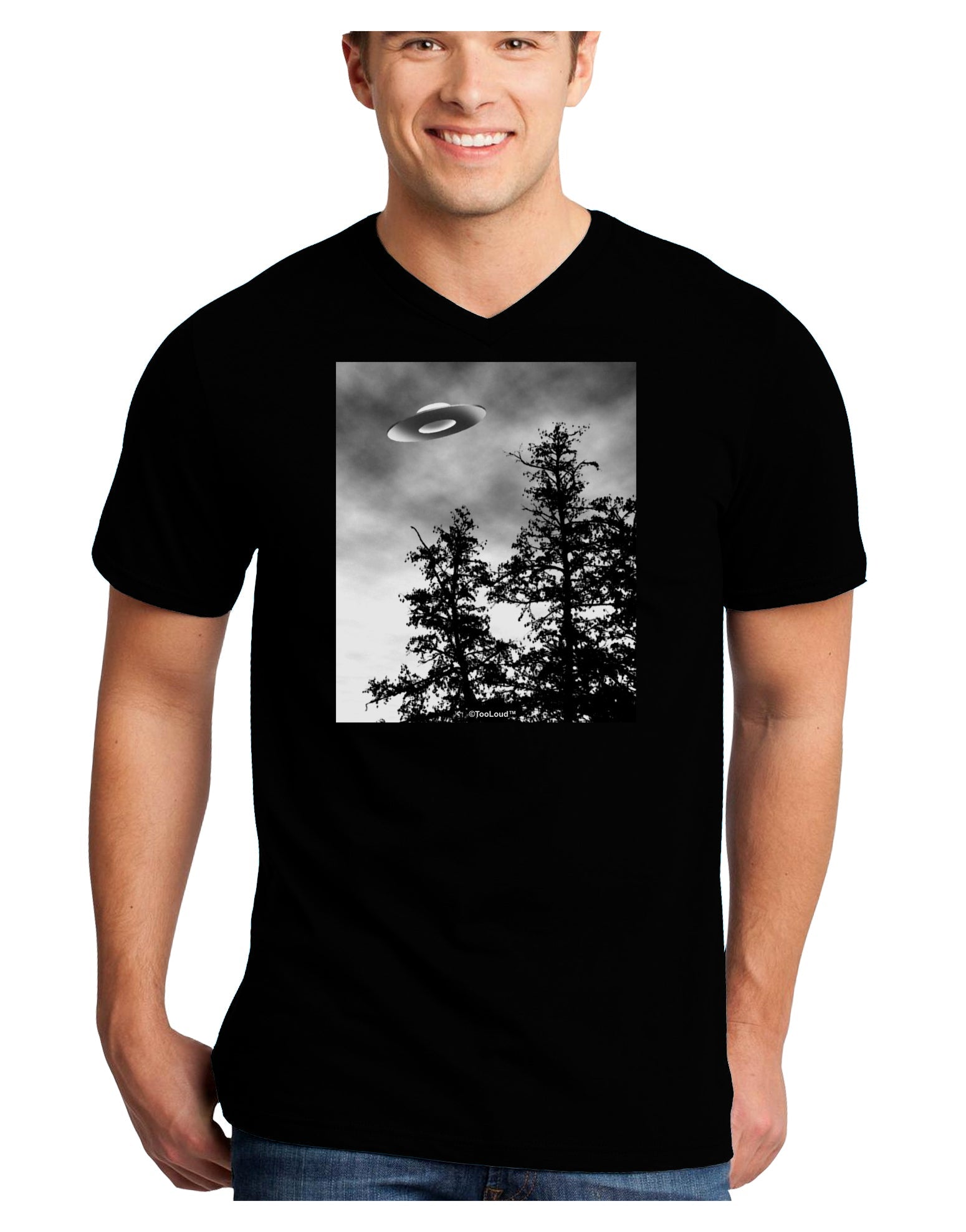 UFO Sighting - Extraterrestrial Adult Dark V-Neck T-Shirt by TooLoud-Mens V-Neck T-Shirt-TooLoud-Black-Small-Davson Sales