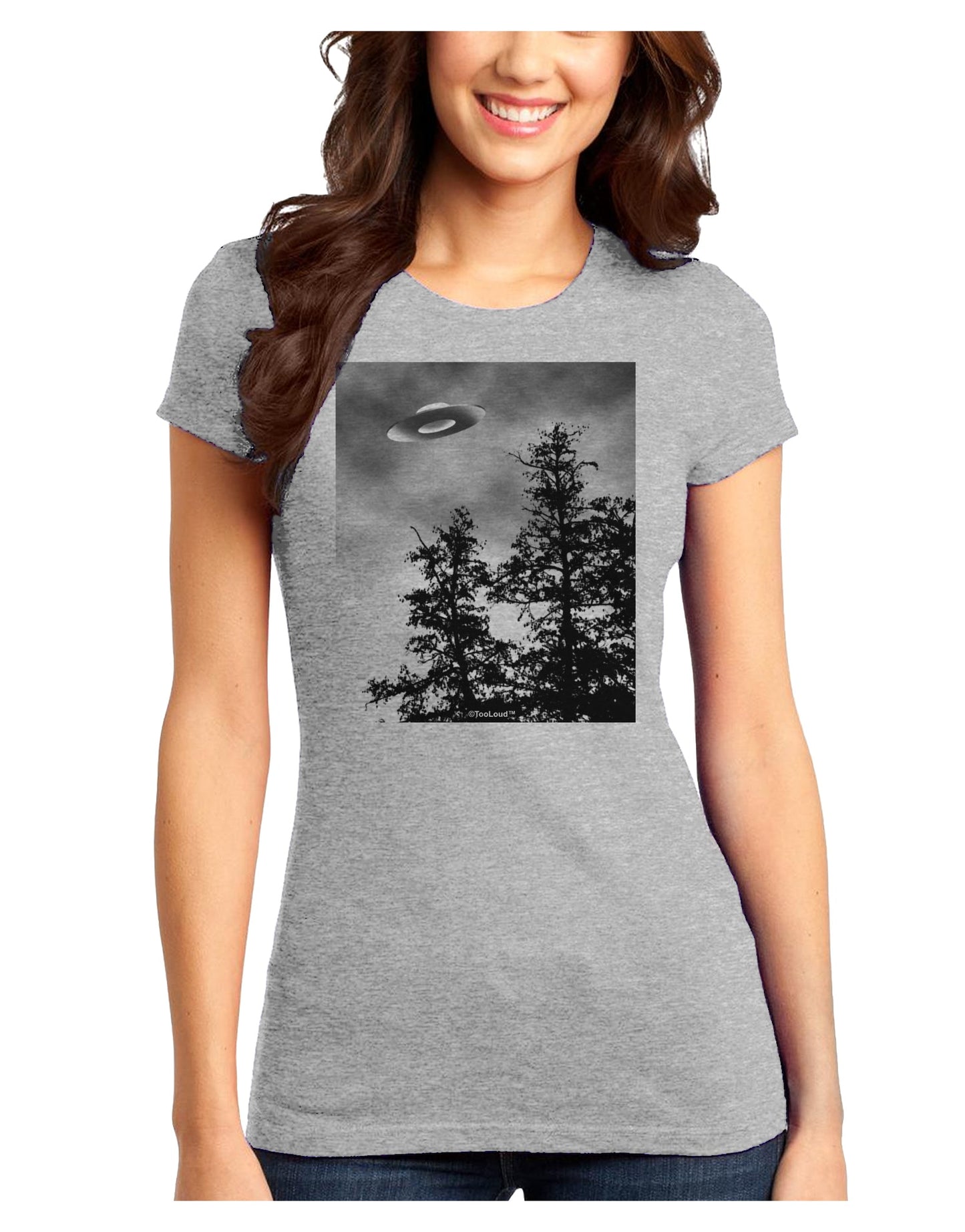 UFO Sighting - Extraterrestrial Juniors T-Shirt by TooLoud-Womens Juniors T-Shirt-TooLoud-Ash-Gray-Juniors Fitted X-Small-Davson Sales