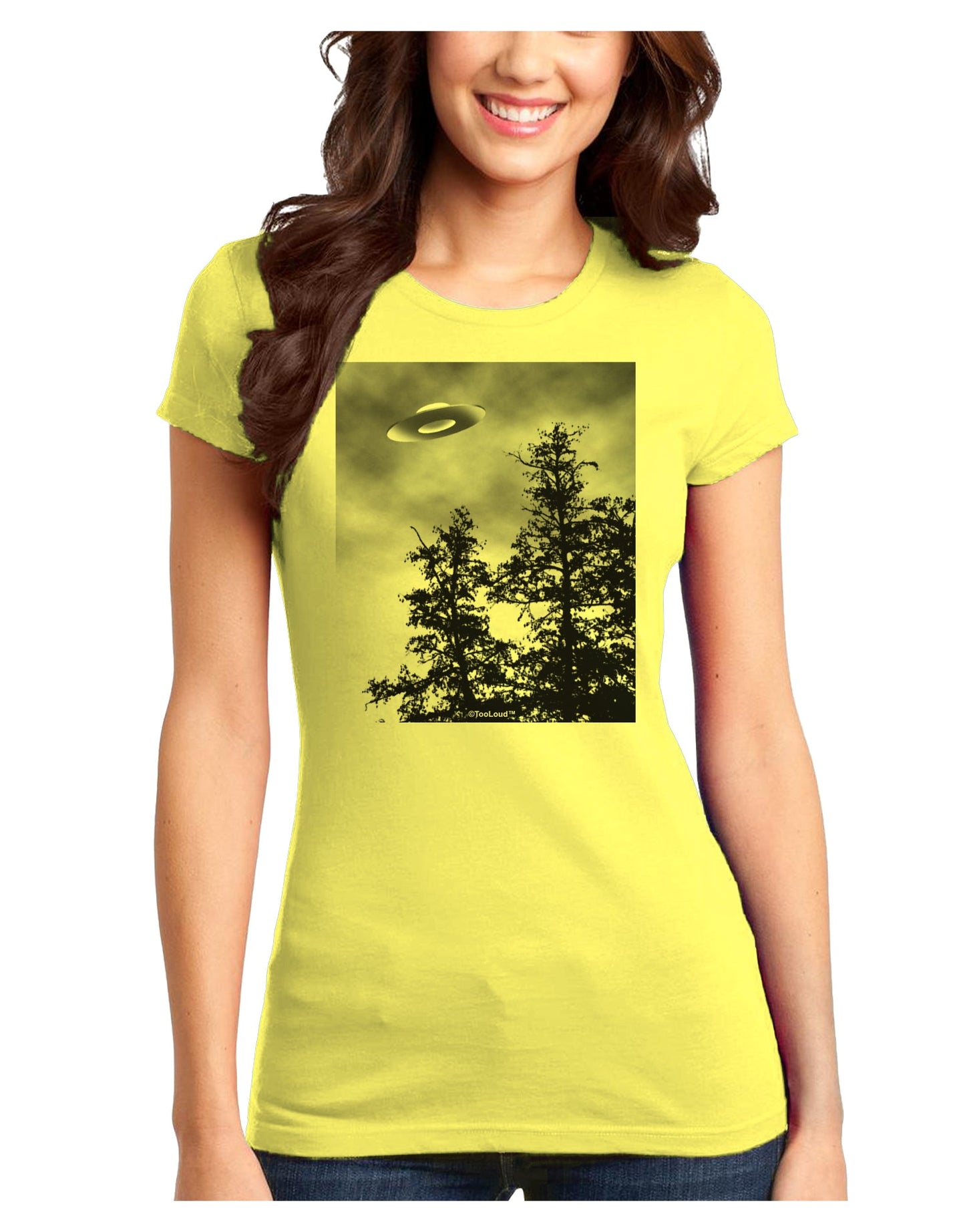 UFO Sighting - Extraterrestrial Juniors T-Shirt by TooLoud-Womens Juniors T-Shirt-TooLoud-Yellow-Juniors Fitted X-Small-Davson Sales