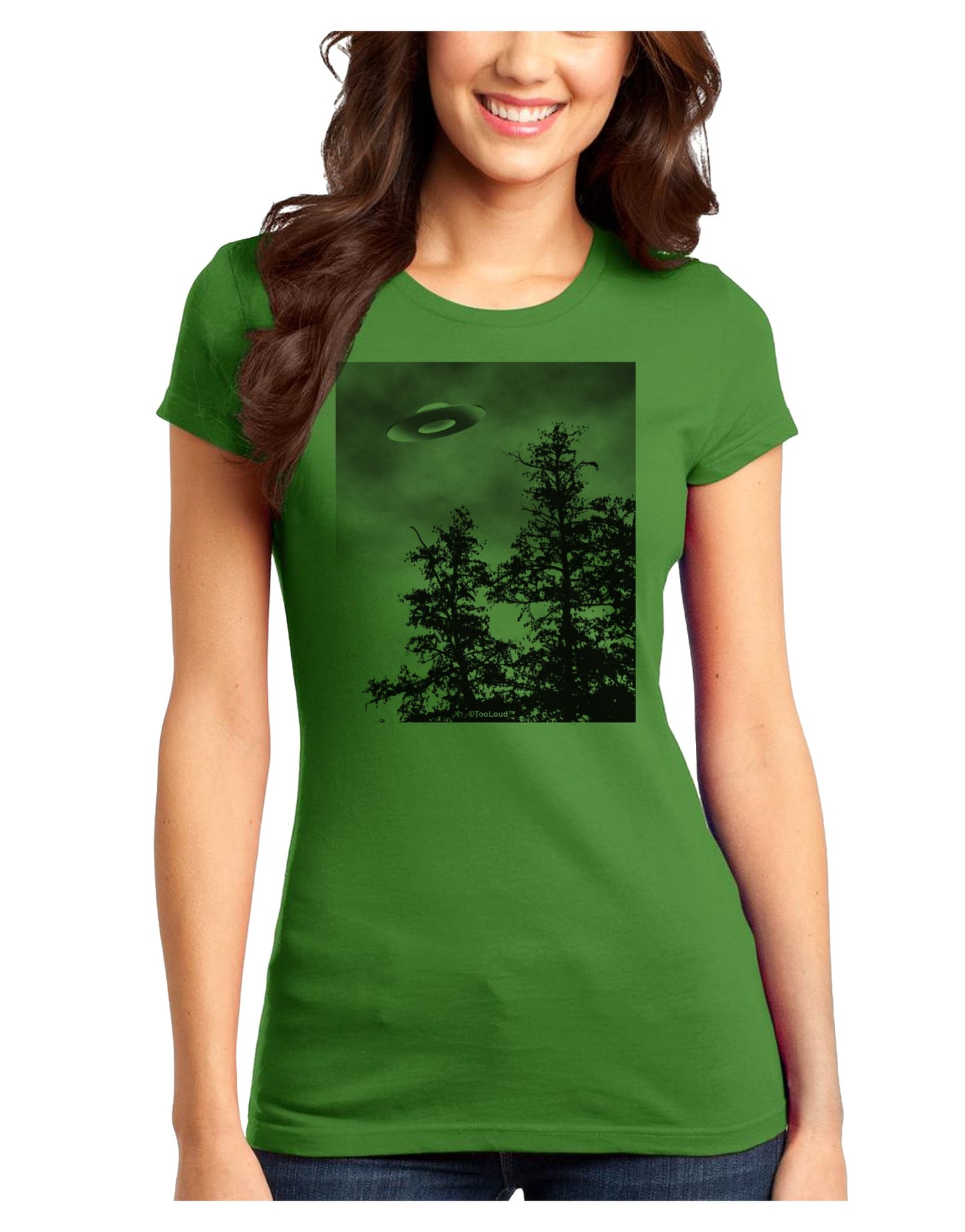 UFO Sighting - Extraterrestrial Juniors T-Shirt by TooLoud-Womens Juniors T-Shirt-TooLoud-Kiwi-Green-Juniors Fitted X-Small-Davson Sales