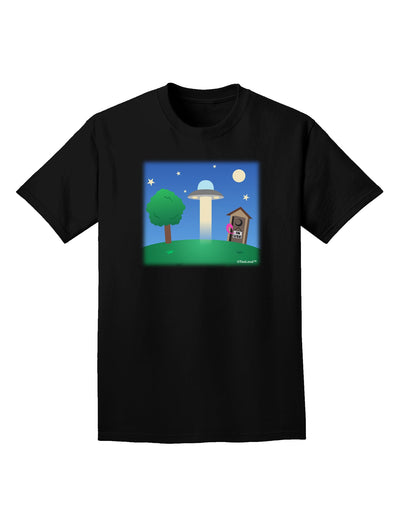 UFO Stopping At an Out-house Adult Dark T-Shirt by TooLoud-Mens T-Shirt-TooLoud-Black-Small-Davson Sales