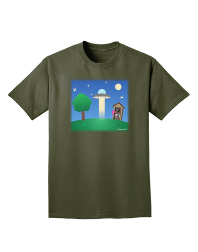 UFO Stopping At an Out-house Adult Dark T-Shirt by TooLoud-Mens T-Shirt-TooLoud-Military-Green-Small-Davson Sales