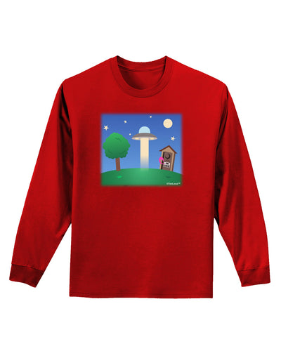 UFO Stopping At an Out-house Adult Long Sleeve Dark T-Shirt by TooLoud-TooLoud-Red-Small-Davson Sales