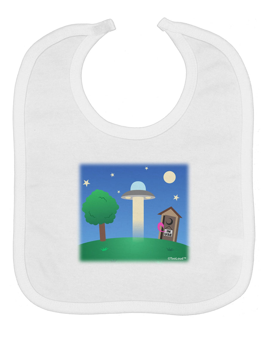 UFO Stopping At an Out-house Baby Bib by TooLoud