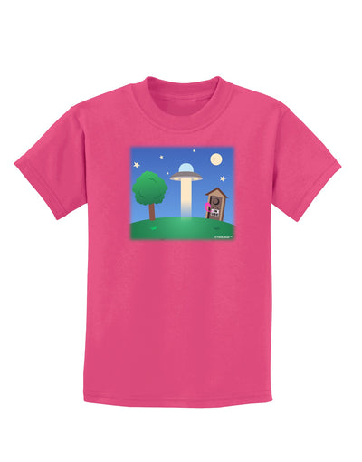 UFO Stopping At an Out-house Childrens Dark T-Shirt by TooLoud-Childrens T-Shirt-TooLoud-Sangria-X-Small-Davson Sales