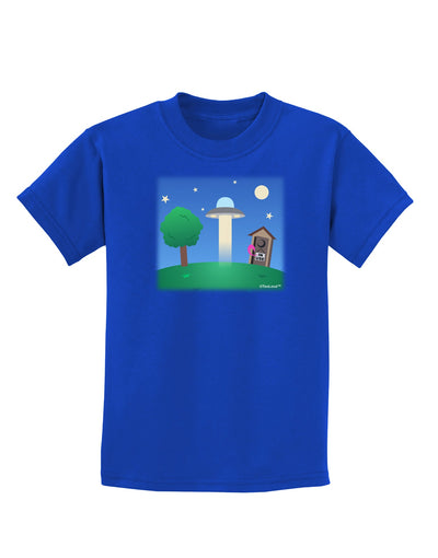 UFO Stopping At an Out-house Childrens Dark T-Shirt by TooLoud-Childrens T-Shirt-TooLoud-Royal-Blue-X-Small-Davson Sales