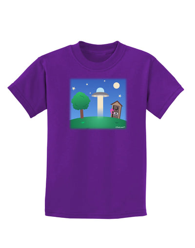 UFO Stopping At an Out-house Childrens Dark T-Shirt by TooLoud-Childrens T-Shirt-TooLoud-Purple-X-Small-Davson Sales