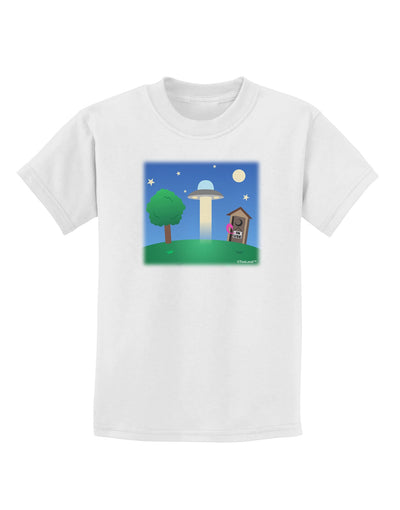 UFO Stopping At an Out-house Childrens T-Shirt by TooLoud-Childrens T-Shirt-TooLoud-White-X-Small-Davson Sales