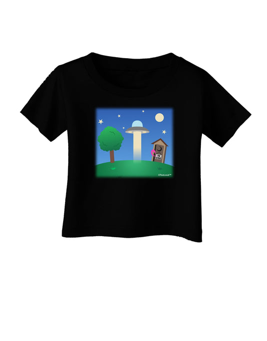 UFO Stopping At an Out-house Infant T-Shirt Dark by TooLoud-Infant T-Shirt-TooLoud-Black-06-Months-Davson Sales