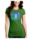 UFO Stopping At an Out-house Juniors Crew Dark T-Shirt by TooLoud-T-Shirts Juniors Tops-TooLoud-Kiwi-Green-Juniors Fitted X-Small-Davson Sales