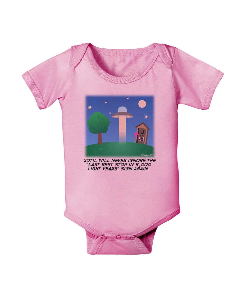 UFO Stopping At an Out-house Text Baby Romper Bodysuit by TooLoud-Baby Romper-TooLoud-White-06-Months-Davson Sales