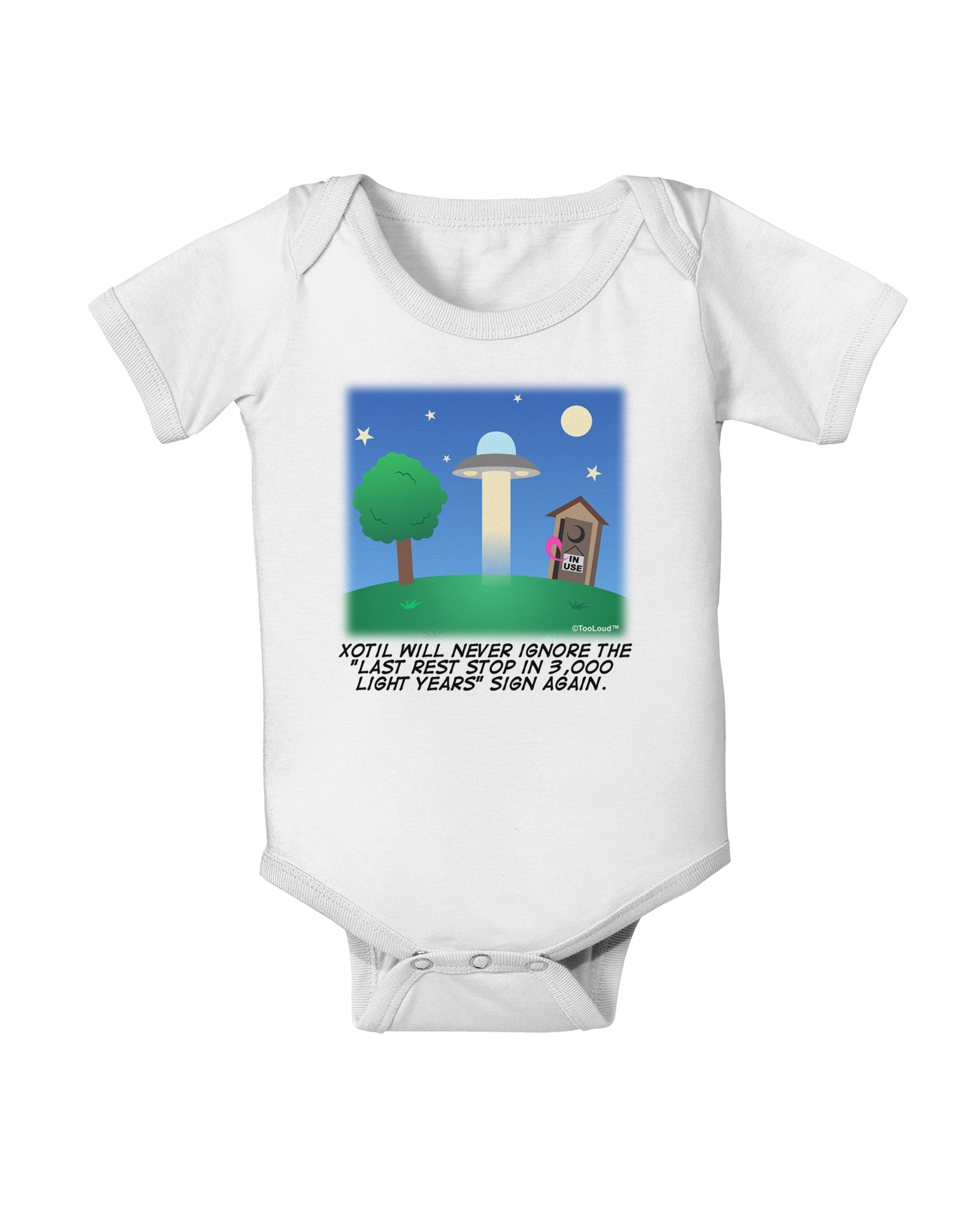 UFO Stopping At an Out-house Text Baby Romper Bodysuit by TooLoud-Baby Romper-TooLoud-White-06-Months-Davson Sales