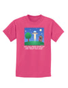 UFO Stopping At an Out-house Text Childrens Dark T-Shirt by TooLoud-Childrens T-Shirt-TooLoud-Sangria-X-Small-Davson Sales