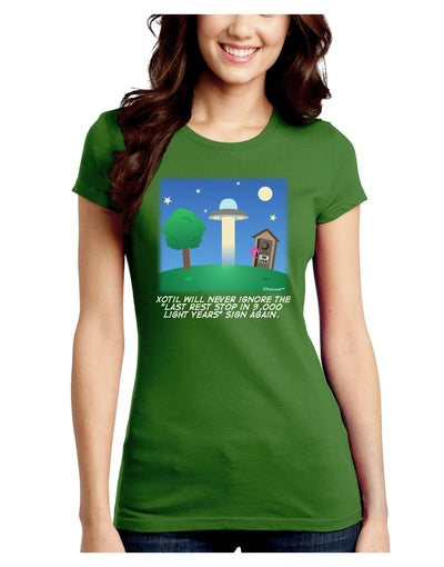 UFO Stopping At an Out-house Text Juniors Crew Dark T-Shirt by TooLoud-T-Shirts Juniors Tops-TooLoud-Kiwi-Green-Juniors Fitted X-Small-Davson Sales