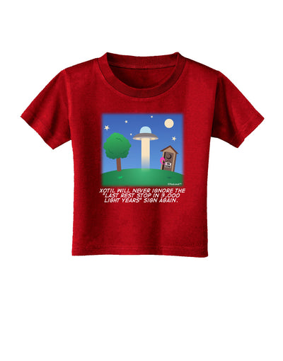 UFO Stopping At an Out-house Text Toddler T-Shirt Dark by TooLoud-Toddler T-Shirt-TooLoud-Red-2T-Davson Sales