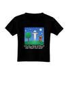 UFO Stopping At an Out-house Text Toddler T-Shirt Dark by TooLoud-Toddler T-Shirt-TooLoud-Black-2T-Davson Sales