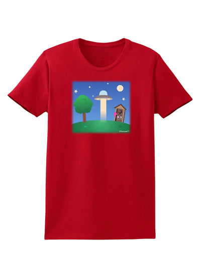 UFO Stopping At an Out-house Womens Dark T-Shirt by TooLoud-Womens T-Shirt-TooLoud-Red-X-Small-Davson Sales