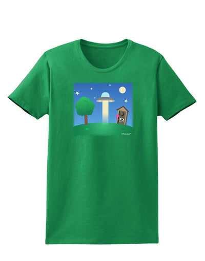 UFO Stopping At an Out-house Womens Dark T-Shirt by TooLoud-Womens T-Shirt-TooLoud-Kelly-Green-X-Small-Davson Sales