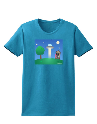 UFO Stopping At an Out-house Womens Dark T-Shirt by TooLoud-Womens T-Shirt-TooLoud-Turquoise-X-Small-Davson Sales