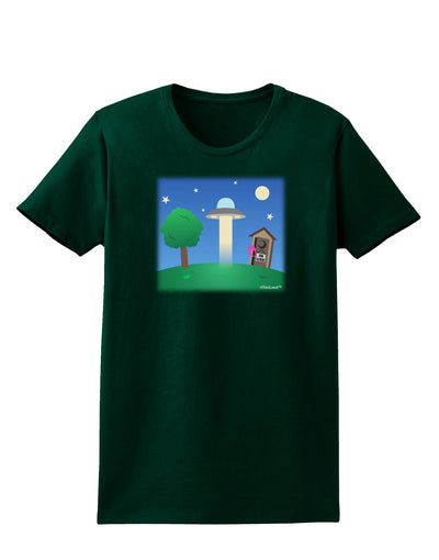 UFO Stopping At an Out-house Womens Dark T-Shirt by TooLoud-Womens T-Shirt-TooLoud-Forest-Green-Small-Davson Sales