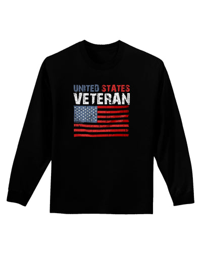 US Veteran Distressed Adult Long Sleeve Dark T-Shirt-TooLoud-Black-Small-Davson Sales