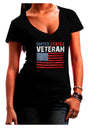 US Veteran Distressed Juniors V-Neck Dark T-Shirt-Womens V-Neck T-Shirts-TooLoud-Black-Juniors Fitted Small-Davson Sales