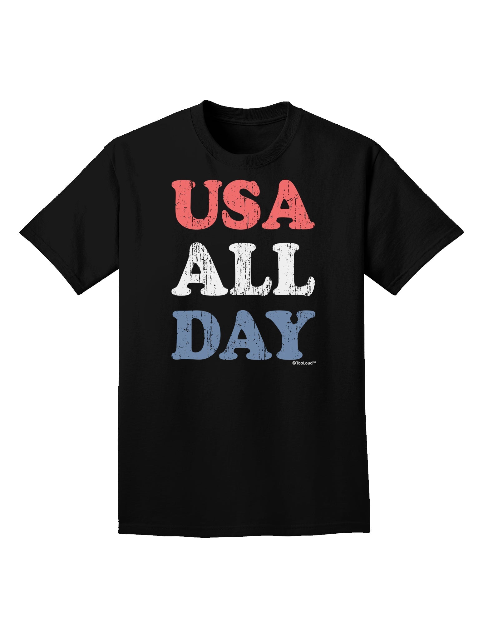 USA All Day - Distressed Patriotic Design Adult Dark T-Shirt by TooLoud-Mens T-Shirt-TooLoud-Black-Small-Davson Sales