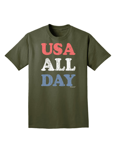 USA All Day - Distressed Patriotic Design Adult Dark T-Shirt by TooLoud-Mens T-Shirt-TooLoud-Military-Green-Small-Davson Sales