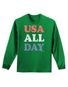 USA All Day - Distressed Patriotic Design Adult Long Sleeve Dark T-Shirt by TooLoud-TooLoud-Kelly-Green-Small-Davson Sales