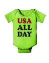 USA All Day - Distressed Patriotic Design Baby Romper Bodysuit by TooLoud-Baby Romper-TooLoud-Lime-Green-06-Months-Davson Sales
