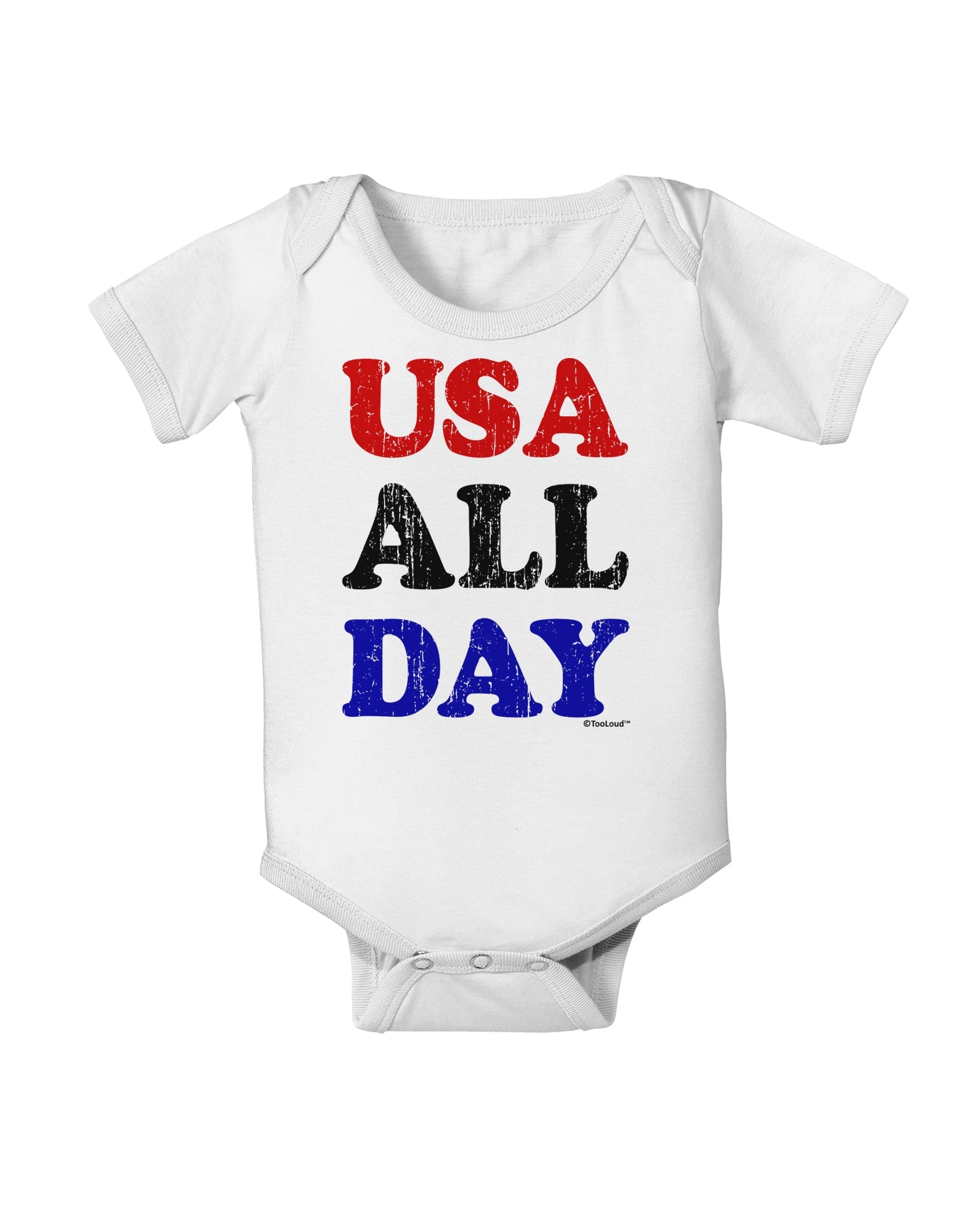USA All Day - Distressed Patriotic Design Baby Romper Bodysuit by TooLoud-Baby Romper-TooLoud-White-06-Months-Davson Sales