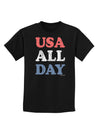 USA All Day - Distressed Patriotic Design Childrens Dark T-Shirt by TooLoud-Childrens T-Shirt-TooLoud-Black-X-Small-Davson Sales