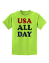 USA All Day - Distressed Patriotic Design Childrens T-Shirt by TooLoud-Childrens T-Shirt-TooLoud-Lime-Green-X-Small-Davson Sales