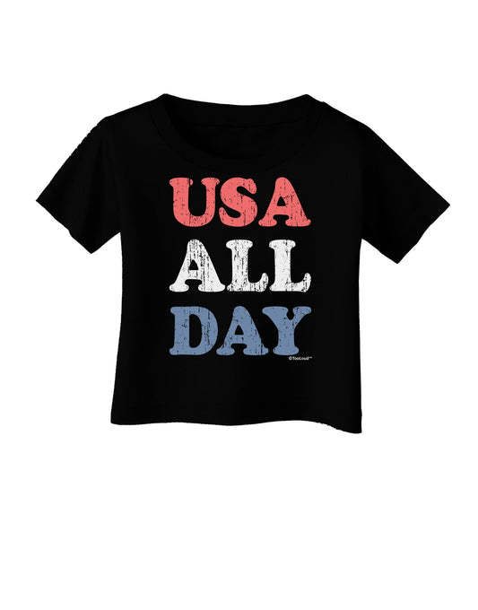 USA All Day - Distressed Patriotic Design Infant T-Shirt Dark by TooLoud-Infant T-Shirt-TooLoud-Black-06-Months-Davson Sales
