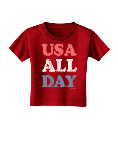 USA All Day - Distressed Patriotic Design Toddler T-Shirt Dark by TooLoud-Toddler T-Shirt-TooLoud-Red-2T-Davson Sales