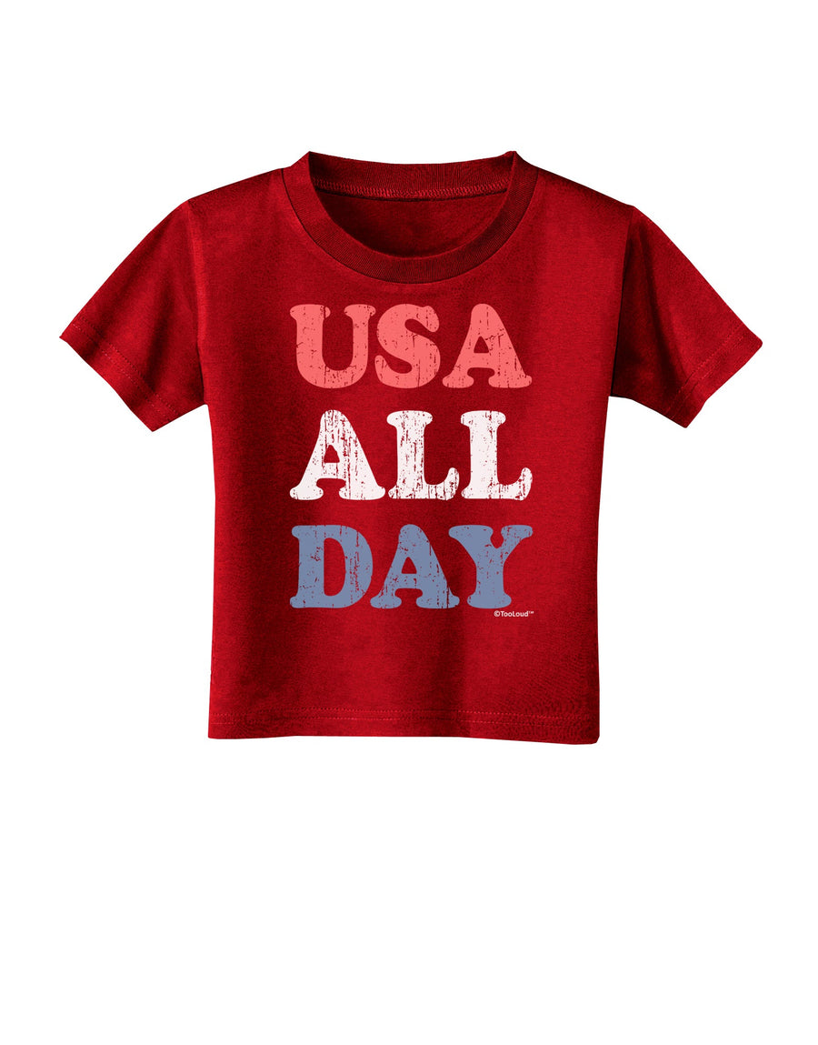 USA All Day - Distressed Patriotic Design Toddler T-Shirt Dark by TooLoud-Toddler T-Shirt-TooLoud-Black-2T-Davson Sales