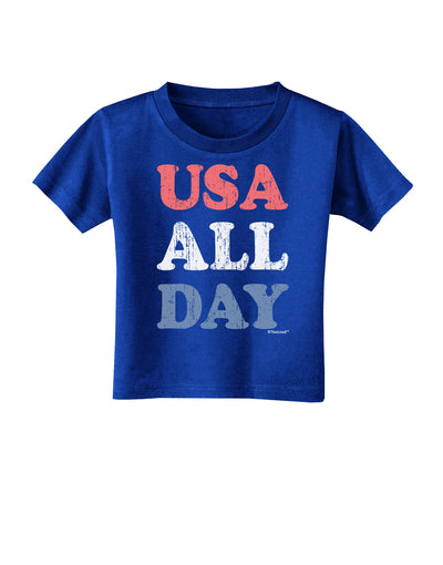 USA All Day - Distressed Patriotic Design Toddler T-Shirt Dark by TooLoud-Toddler T-Shirt-TooLoud-Royal-Blue-2T-Davson Sales