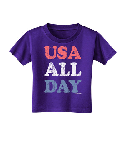 USA All Day - Distressed Patriotic Design Toddler T-Shirt Dark by TooLoud-Toddler T-Shirt-TooLoud-Purple-2T-Davson Sales