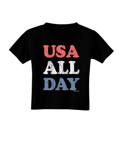 USA All Day - Distressed Patriotic Design Toddler T-Shirt Dark by TooLoud-Toddler T-Shirt-TooLoud-Black-2T-Davson Sales