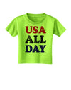 USA All Day - Distressed Patriotic Design Toddler T-Shirt by TooLoud-Toddler T-Shirt-TooLoud-Lime-Green-2T-Davson Sales