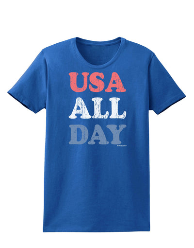 USA All Day - Distressed Patriotic Design Womens Dark T-Shirt by TooLoud-Womens T-Shirt-TooLoud-Royal-Blue-X-Small-Davson Sales