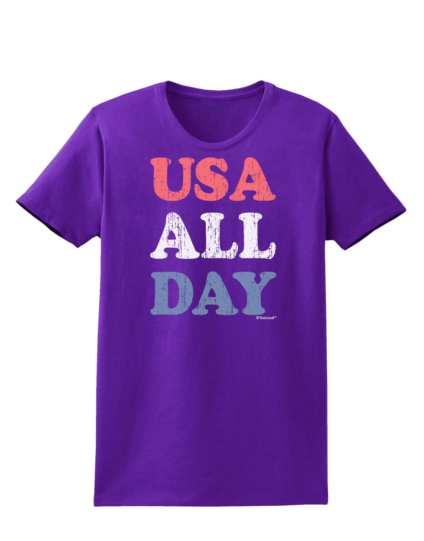USA All Day - Distressed Patriotic Design Womens Dark T-Shirt by TooLoud-Womens T-Shirt-TooLoud-Purple-X-Small-Davson Sales