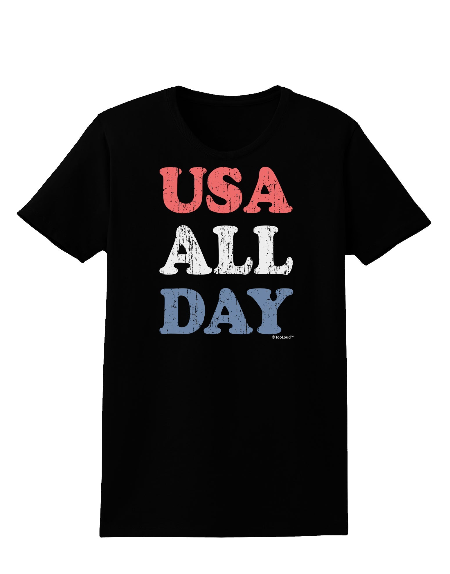 USA All Day - Distressed Patriotic Design Womens Dark T-Shirt by TooLoud-Womens T-Shirt-TooLoud-Black-X-Small-Davson Sales