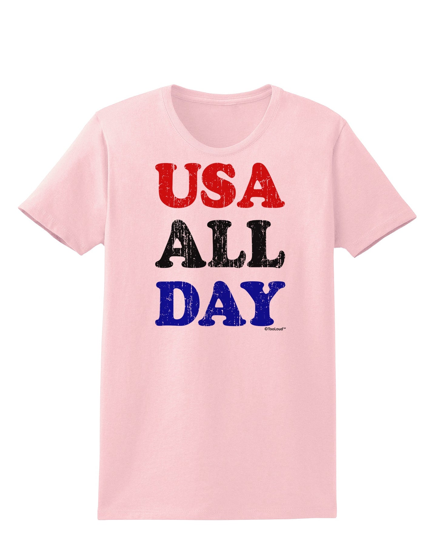 USA All Day - Distressed Patriotic Design Womens T-Shirt by TooLoud-Womens T-Shirt-TooLoud-PalePink-X-Small-Davson Sales