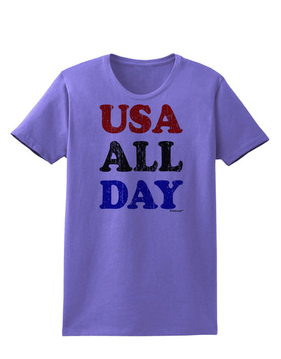 USA All Day - Distressed Patriotic Design Womens T-Shirt by TooLoud-Womens T-Shirt-TooLoud-Violet-X-Small-Davson Sales